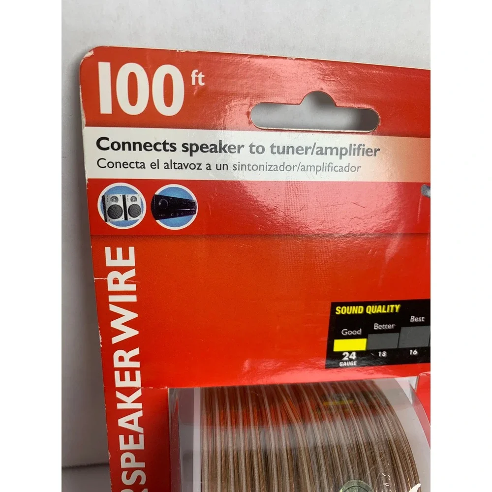 Philips 100ft Speaker Wire 24 Gauge Clear Audio Cable PH62110 New Spool